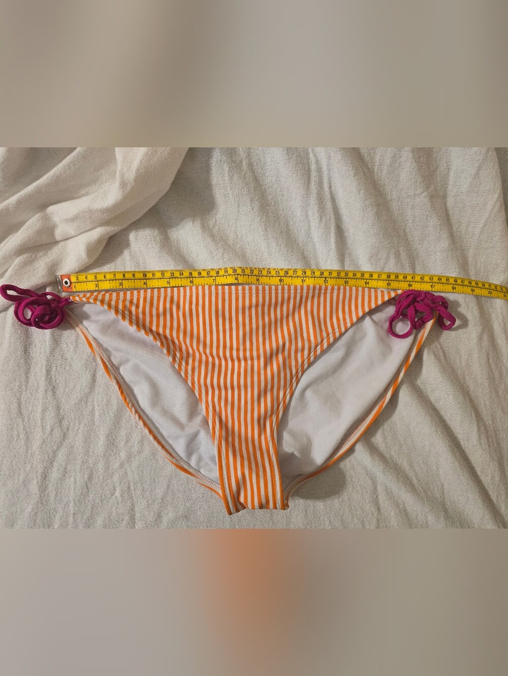 Women’s Orange Striped Tie-Side Bikini Bottom